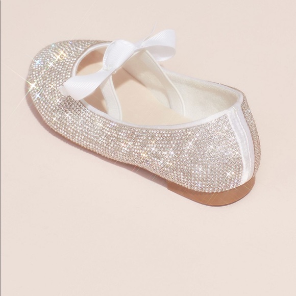 David’s Bridal Crystal Ballet Flats w/ Ribbon Bow - Picture 8 of 10
